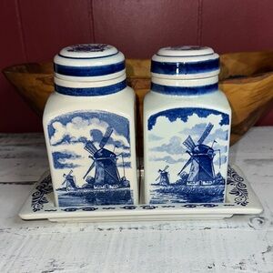 Handpainted Delft Blauw Jars w/Tray